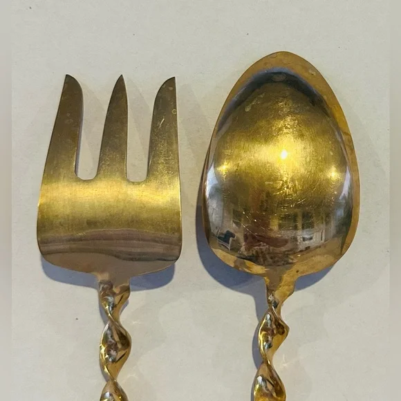 Vintage Siam (Thailand) Brass & Wood Serving Set - Picture 7 of 12